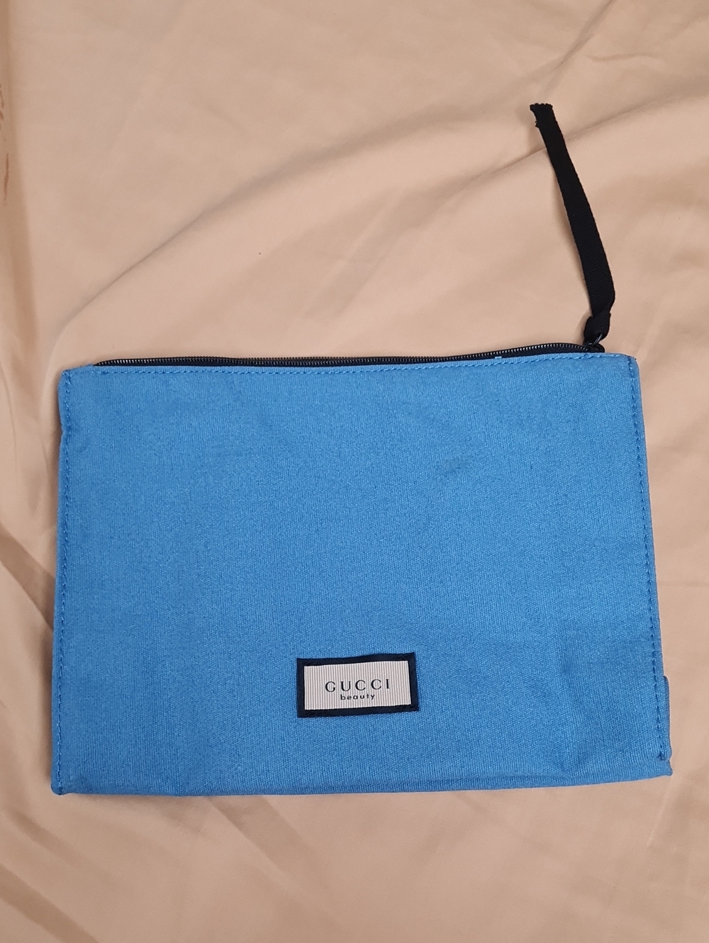 GUCCI beauty Blue Canvas Accessory Pouch with Black Zip